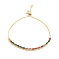 * Bracelet Femme Coulissant Diamants Zirconiums Colorés Doré – Plaqué Or 1 Micron | Bijou Scintillant Réglable