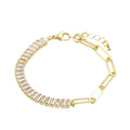 * Bracelet Femme Souple Chaîne Trombone Diamants Zirconiums Doré – Plaqué Or 1 Micron | Bijou Glamour
