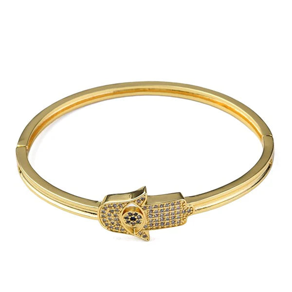 * Bracelet Jonc Main de Fatma Doré – Plaqué Or 1 Micron | 60 mm