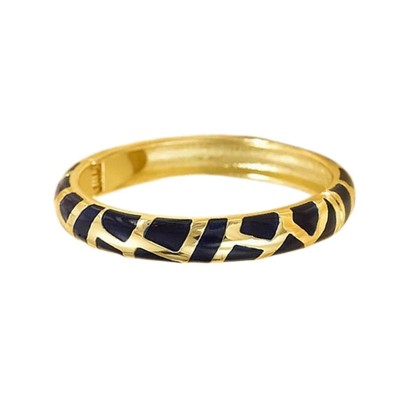 * Bracelet Femme Jonc Émail Doré Noir 18K – Plaqué Or 1 Micron Premium | Bijou Élégant Tendance