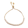* Bracelet Femme Coulissant Doré Plaqué Or 1 Micron — Zirconiums Ovales Blancs