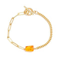 * Bracelet Femme Doré Perles d'Ambre Naturelles – Plaqué Or 1 Micron