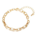 * Bracelet Femme Chaîne Trombone Doré Plaqué Or 1 Micron — Diamants CZ 17+4 cm