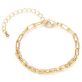 * Bracelet Femme Chaîne Trombone Doré Plaqué Or 1 Micron — Diamant CZ 18+3 cm