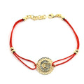 * Bracelet Cordon Rouge Pendentif Doré Ajouré Strass – Plaqué Or | Alchimie Concept France