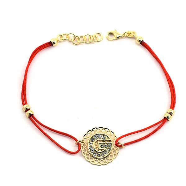 * Bracelet Cordon Rouge Pendentif Doré Ajouré Strass – Plaqué Or | Alchimie Concept France