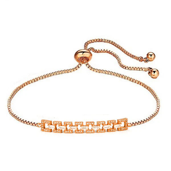 * Bracelet Luxe Serti Or Rose Carré – Diamants CZ | Collection Alchimie