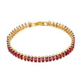 * Bracelet Femme Souple Doré Plaqué Or 1 Micron — Diamant CZ Rouge 45 cm