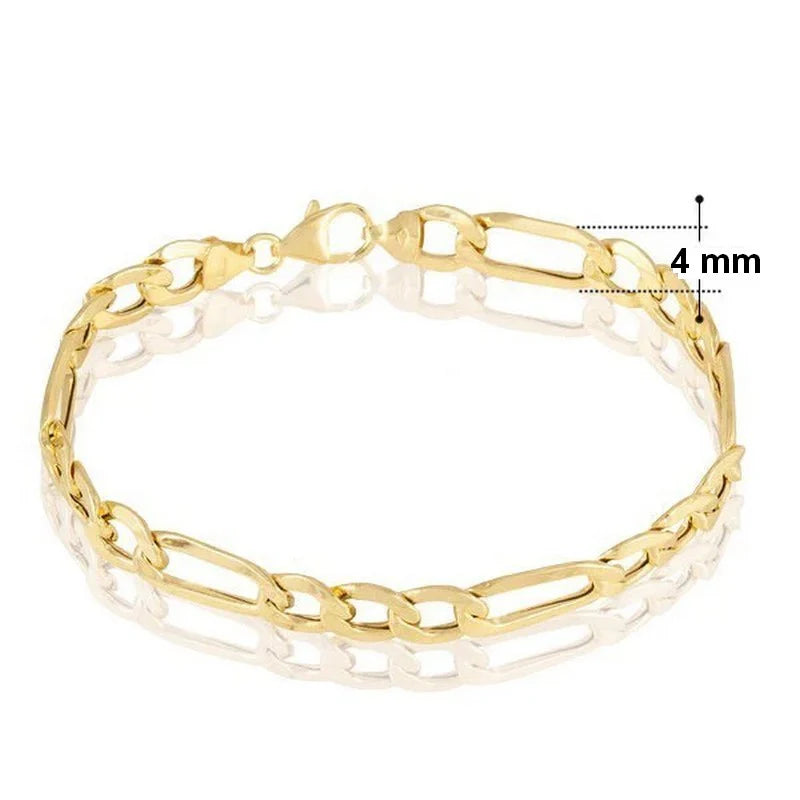 * Bracelet Femme Doré Maille Figaro – Plaqué Or 1 Micron Premium | Bijou Classique Élégant