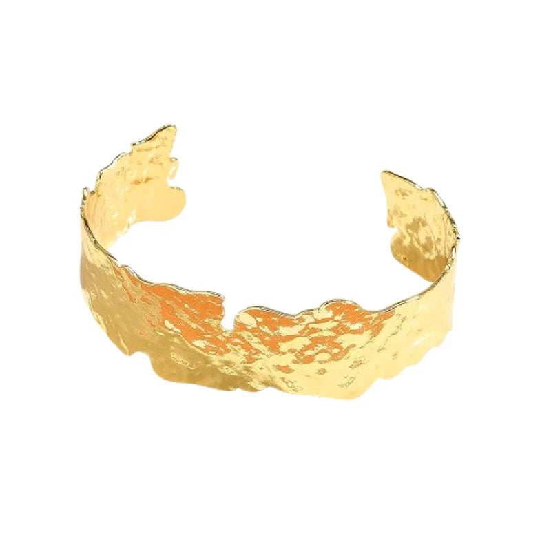* Bracelet Femme Manchette Ciselée Dorée – Plaqué Or 1 Micron Premium | Bijou Élégant Tendance