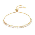 * Bracelet Femme Coulissant Lignée de Strass Doré – Plaqué Or 1 Micron Premium | Bijou Glamour Réglable
