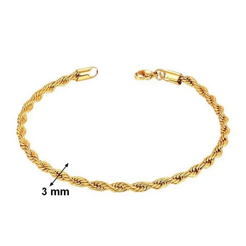 * Bracelet Femme Doré Mailles Torsadées – Plaqué Or 1 Micron Premium | Bijou Élégant Intemporel