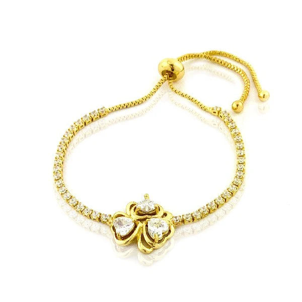 * Bracelet Souple Fin Petits Cœurs Strass Doré – Plaqué Or | Alchimie Concept France