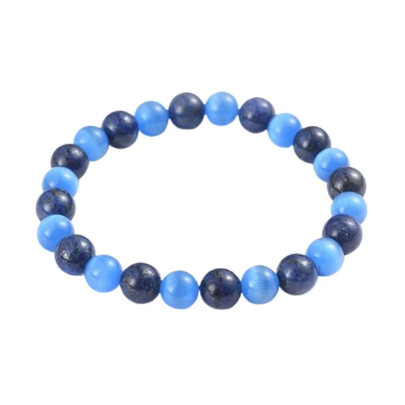 Bracelet Lapis Lazuli & Œil de Chat – Pierres Naturelles 6mm Élastique Homme & Femme