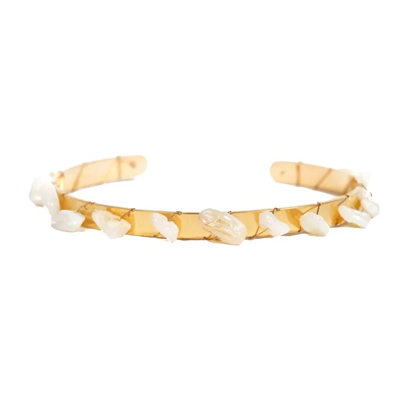Bracelet Femme Jonc Maude – Acier Inoxydable & Nacre Naturelle
