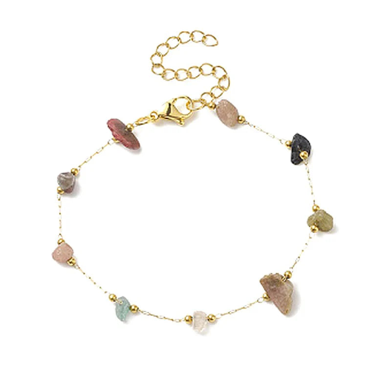 Bracelet Tourmaline Naturelle & Acier Inoxydable 6mm – Réglable 19+5cm – Homme & Femme