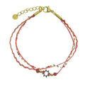 Bracelet Femme Acier 316 Inoxydable 3 Rangs Étoile & Agate Rouge — 16,5 cm + 3 cm Réglage