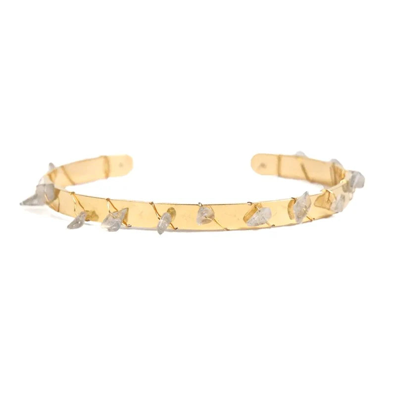 Bracelet Jonc Maude – Pierre Naturelle de Labradorite & Acier Inoxydable | Réglable