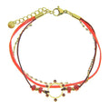 Bracelet Femme Acier 316 Inoxydable 3 Rangs Soleil & Agate Rouge — 16,5 cm + 3 cm Réglage