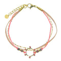 Bracelet Femme Acier 316 Inoxydable 3 Rangs Soleil & Rhodonite — 16,5 cm + 3 cm Réglage