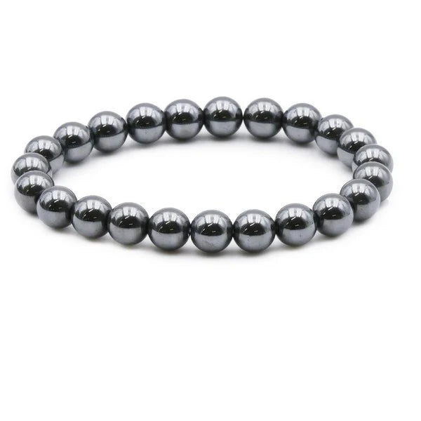 Bracelet Hématite Naturelle 8 mm — Élastique 16-18 cm | Ancrage, Protection & Force | Unisexe