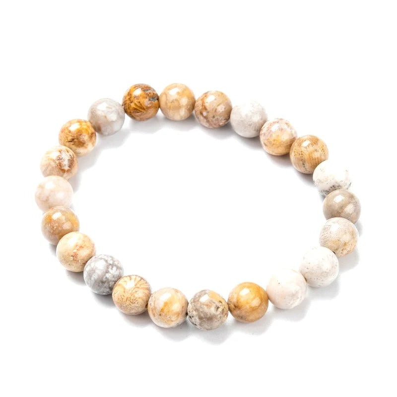 Bracelet Corail Naturel 8mm – Élastique – Homme & Femme