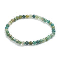 💚 Bracelet Femme Perles Agate Verte Naturelle 4mm | Élastique | Lithothérapie & Élégance