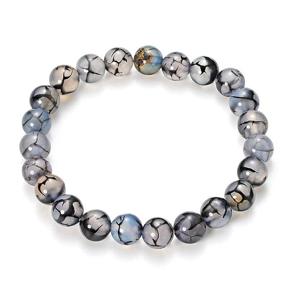 Bracelet Agate Veine de Dragon 8 mm — Élastique 16-18 cm | Force, Protection & Énergie Dragon