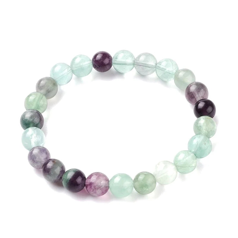 Bracelet Fluorite Naturelle 8mm – Élastique – Homme & Femme
