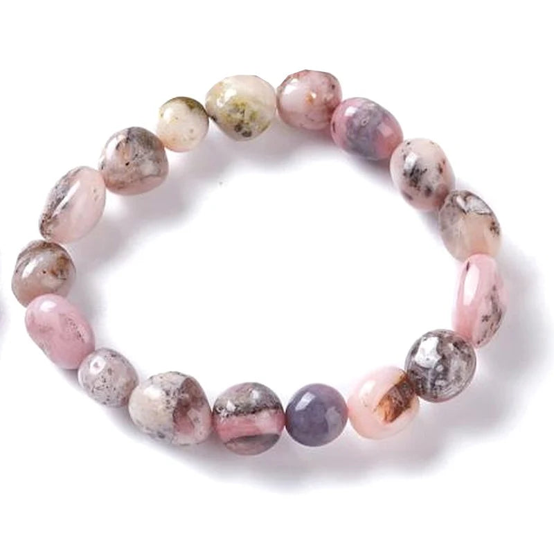 Bracelet Opale Rose Pierres Naturelles Roulées 8mm – Élastique – Homme & Femme