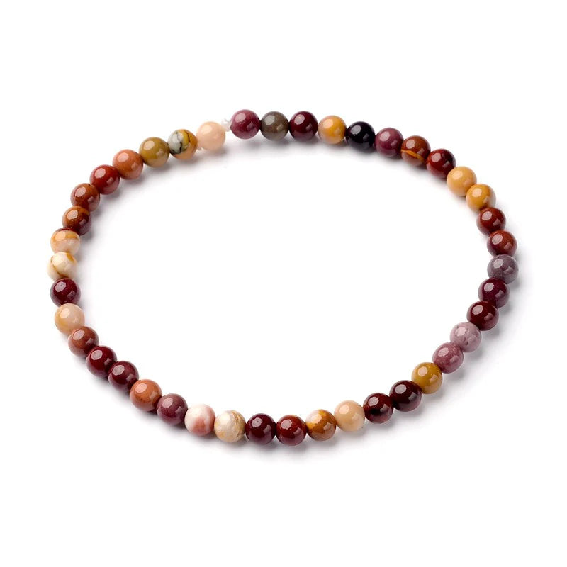 Bracelet Mokaïte Naturelle 4mm – Élastique – Homme & Femme