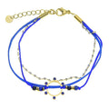 Bracelet Femme Acier 316 Inoxydable 3 Rangs Soleil & Lapis Lazuli — 16,5 cm + 3 cm Réglage