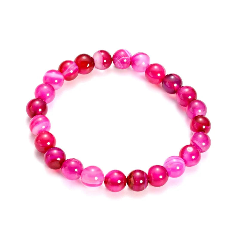 Bracelet Agate Rayée Naturelle 8mm – Élastique – Homme & Femme