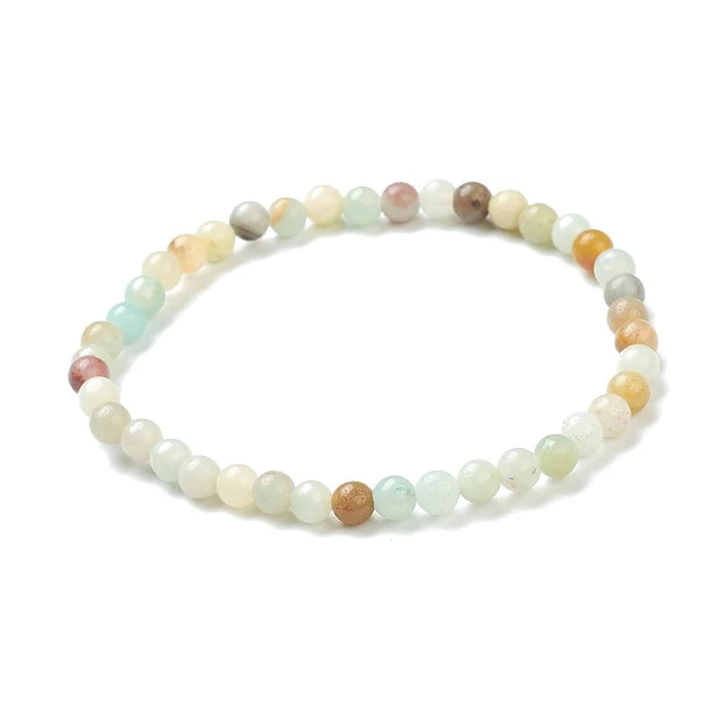 Bracelet Femme Amazonite Naturelle Élastique | Micro-Perles 4 mm | Sérénité & Élégance | 16-18 cm