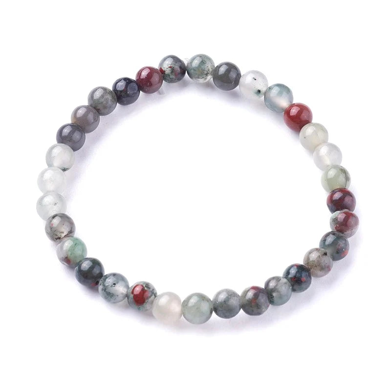 Bracelet Pierre de Sang Héliotrope Naturelle Élastique | 6 mm | Force & Vitalité | Homme & Femme