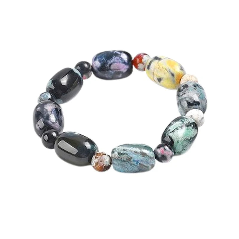 Bracelet Femme Acier Inoxydable & Agate Naturelle 15mm – Bijou de Luxe Élastique