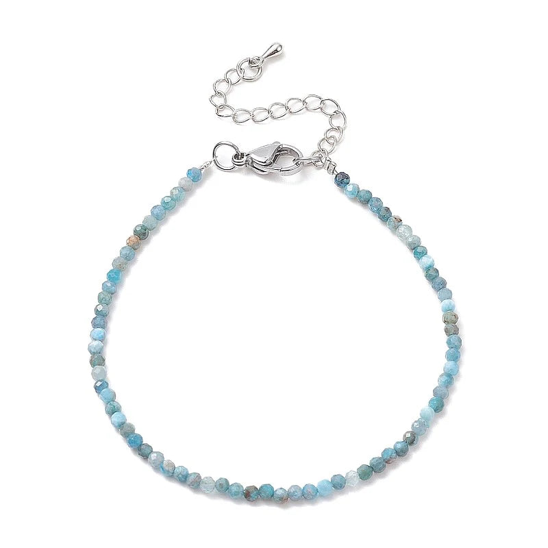 Bracelet Pierres Naturelles Apatite 3mm – Chaîne Réglable 19+5cm – Homme & Femme