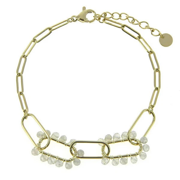 Bracelet Femme Acier Doré & Multitude de Labradorites Naturelles — 17 cm + 3 cm Réglage | Magie & Intuition