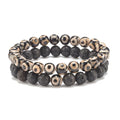 Lot 2 Bracelets Pierre de Lave & Agate Naturelles 8mm – Homme & Femme