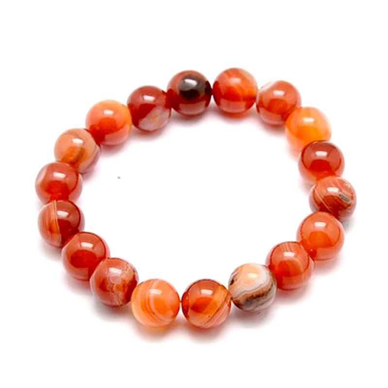 Bracelet Agate Rayée Naturelle 6mm – Élastique – Homme & Femme