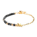 Bracelet Femme Agate Naturelle & Breloque Croix Dorée – Bijou Plaqué Or Élégance Spirituelle