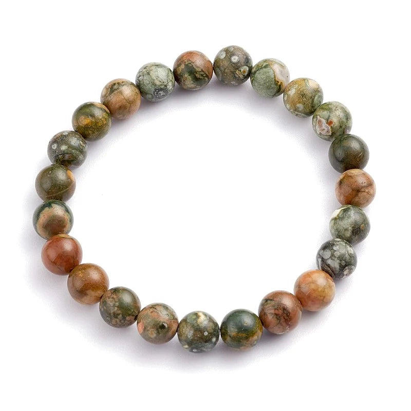 Bracelet Rhyolite Pierres Naturelles 8 mm – Homme & Femme | Élastique | Lithothérapie