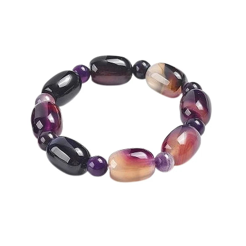 Bracelet Agate Colorée 15mm – Pierres Naturelles Élastique Unisexe Tendance | Homme & Femme