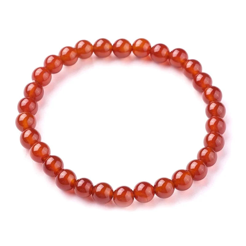 Bracelet Cornaline Naturelle Élastique | Pierre Naturelle 6 mm | Vitalité & Passion | Homme & Femme