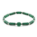 Bracelet Femme Malachite Rectangulaire & Acier Inoxydable – Design Géométrique Minimaliste