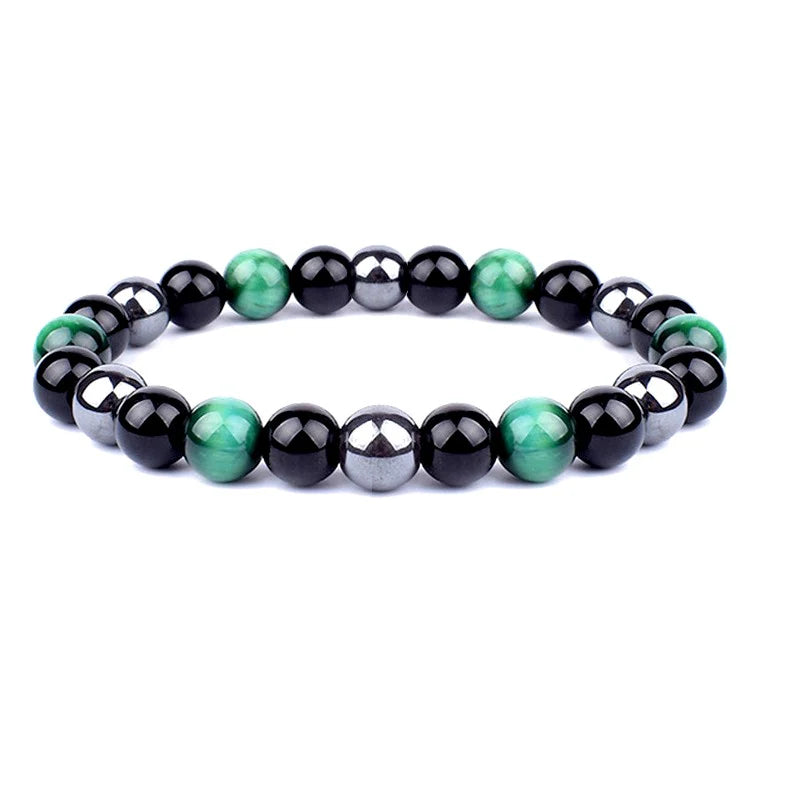 Bracelet Femme Œil de Tigre Teint & Obsidienne – Pierres Naturelles 6mm