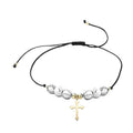 Bracelet Fil Nylon Breloque Croix & Howlite Naturelle — Douceur, Paix & Spiritualité