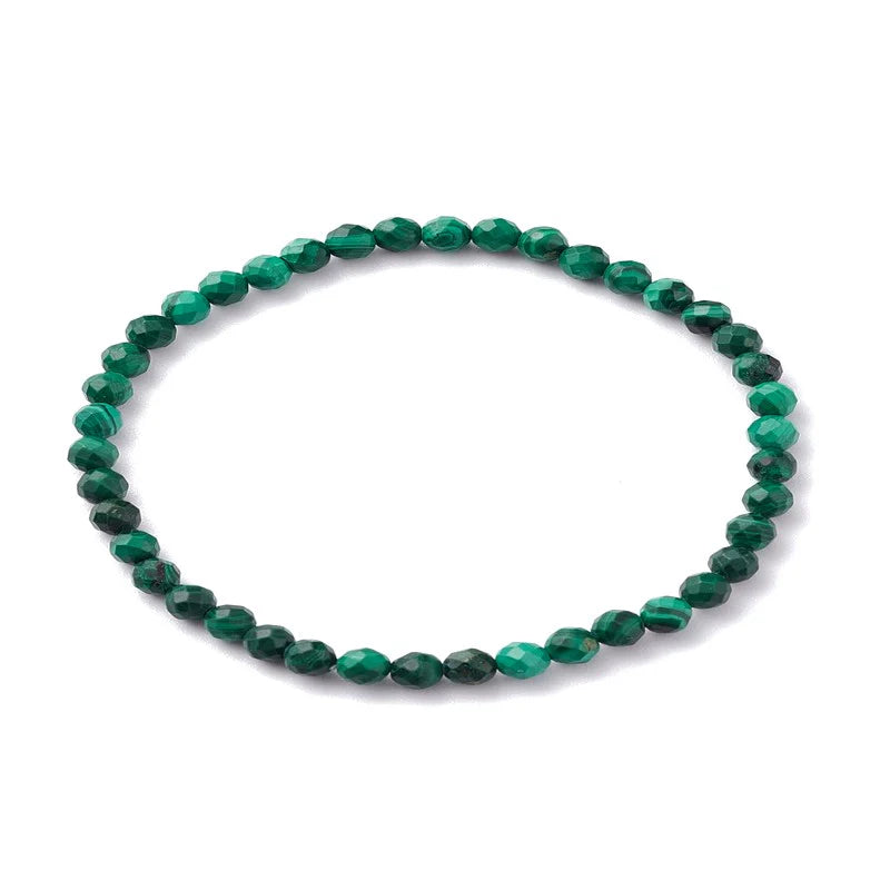 Bracelet Femme Malachite Naturelle Pure 4mm – Élastique Élégance Minérale Intemporelle