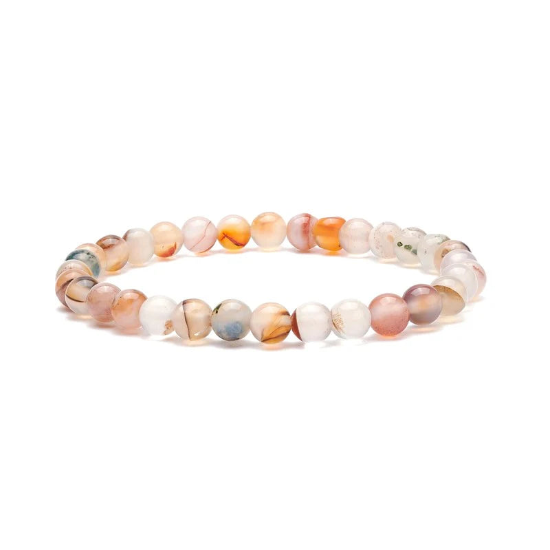 Bracelet Agate Naturelle Élastique | Pierre Naturelle 6 mm | Équilibre & Protection | Homme & Femme