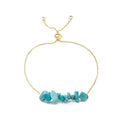 Bracelet Turquoise Naturelle 8mm Doré Réglable – Homme & Femme
